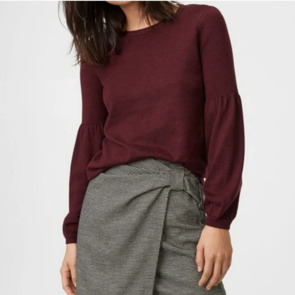 Club Monaco Clayre Burgundy Wool Poet Sleeve Sweater XS - Picture 1 of 7